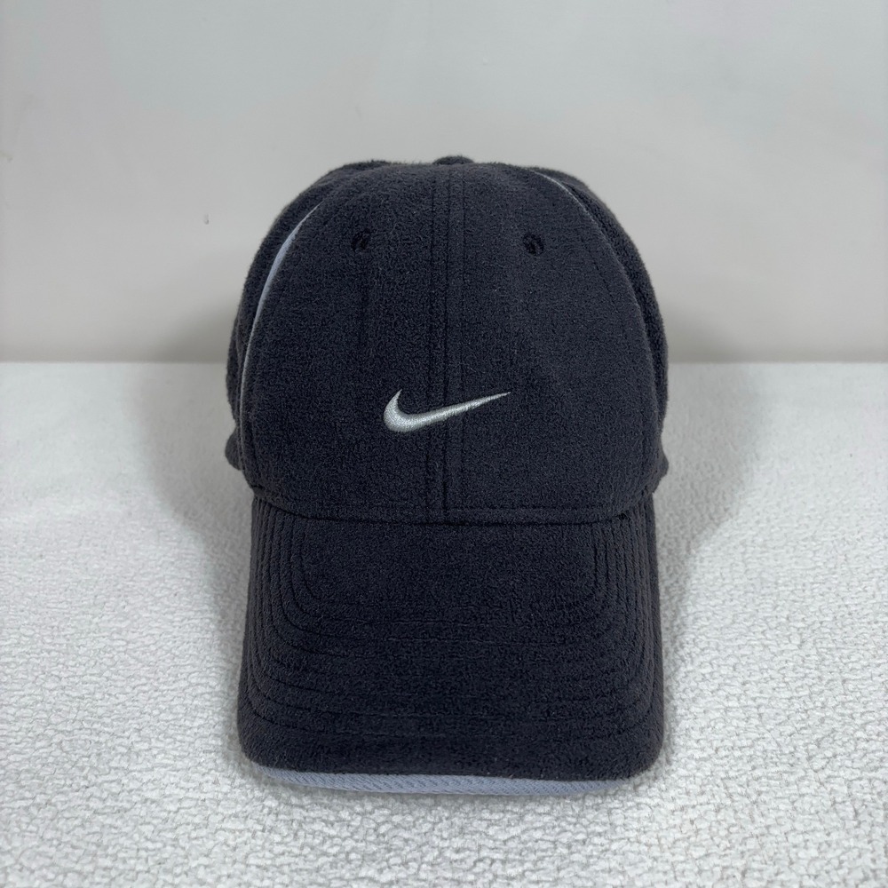 Nike Y2K Fleece Swoosh Hat Men's M* Circum 22.5" Gray Logo Baseball Cap 209423